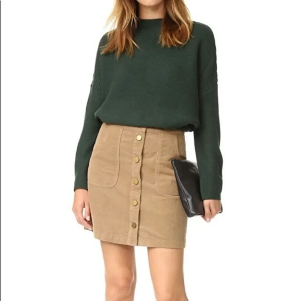Tory Burch Lucitano Skirt Beach Wood Brown Tan Corduroy Women's Size 0 NWT